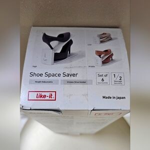 LIKE IT JAPAN Shoe Space Saver White Plastic Shelf Holder Set Of 6